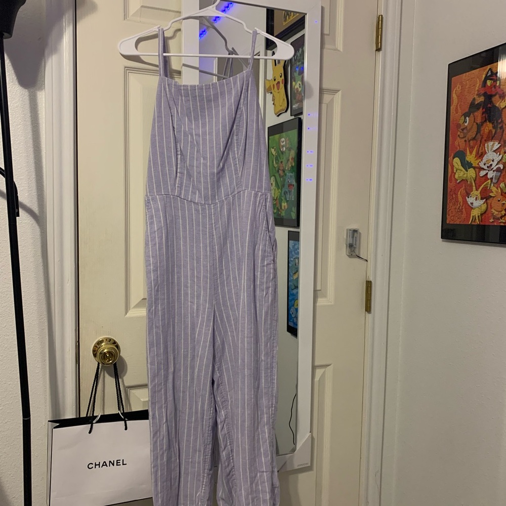 Old Navy Light Purple Striped Jumpsuit